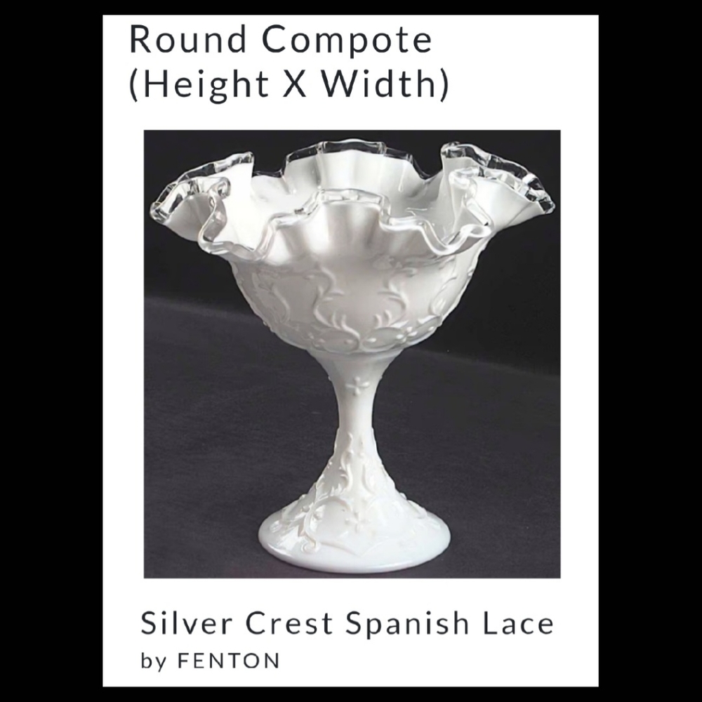 Vntg "Silver Crest Spanish Lace"  6 5/8" Compote by Fenton